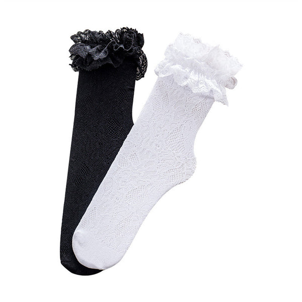 Women Lady Girls Ankle Fancy Fairy Retro Lace Ruffle frilly princess Short Socks