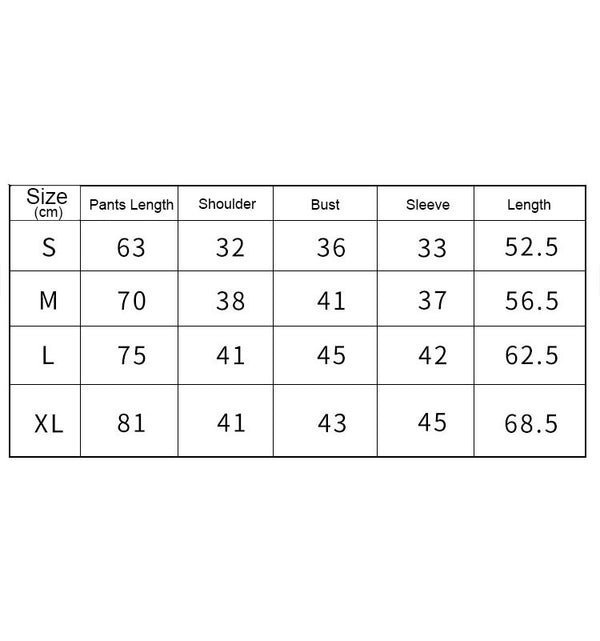 Kids pirate costume size chart for sizes S, M, L and XL