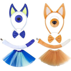Bluey Bingo Costume Kids Tutu Skirt Tail Ears Headband Book Week Fancy Dress Set