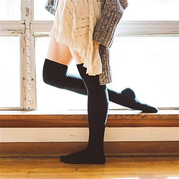 5Pairs Women Knee High Warm Socks Thick Winter Cotton Stack Stockings
