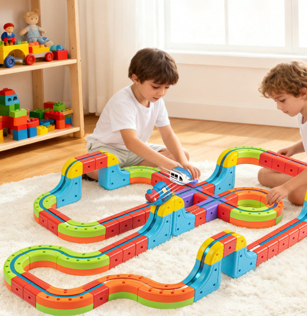 Electric Train Set Flexible Magnetic Car Kids Gift Xmas Race Track Building Toy