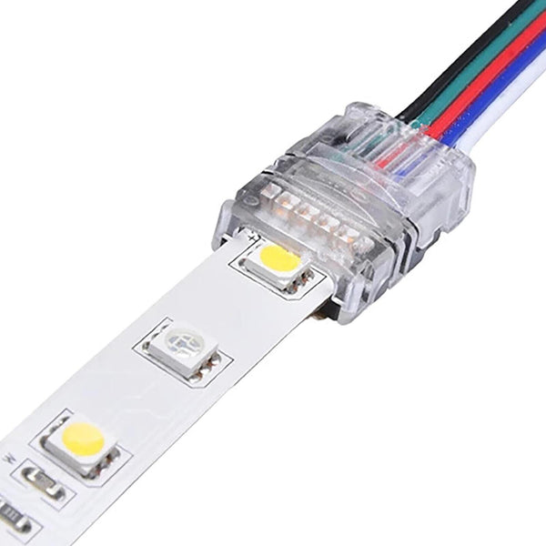 10MM LED STRIP LIGHT SOLDERLESS RGB SNAP CONNECTOR 4 PIN WIRE WATERPROOF