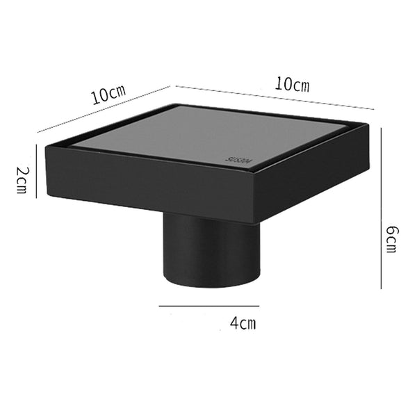 2X 100mm Tile Insert Square Smart Floor Grate Waste Drain Black Shower Bathroom