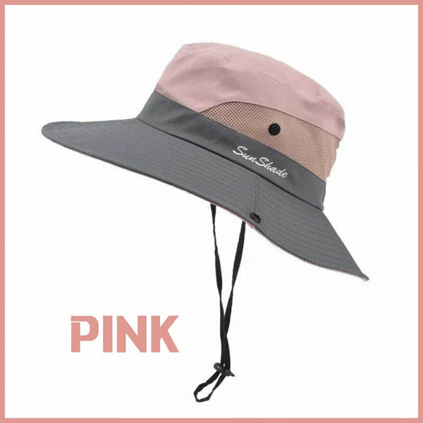 Wide Brim Sun Hat Women UV Protection Ponytail Summer Beach Visor Floppy Cap AU