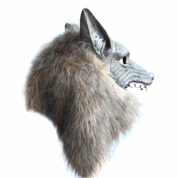 Wolf Head Mask Latex Creepy Halloween Cosplay Animal Theater Adult Costume Dress