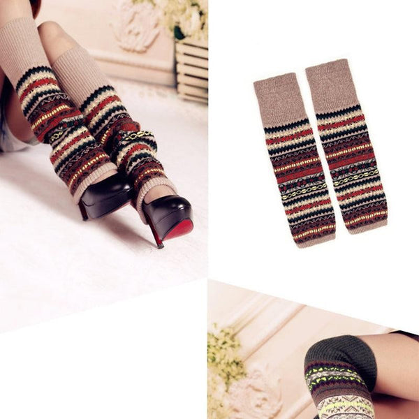Women’s Winter Knit Leg Warmers – Soft Knee High Boot Socks