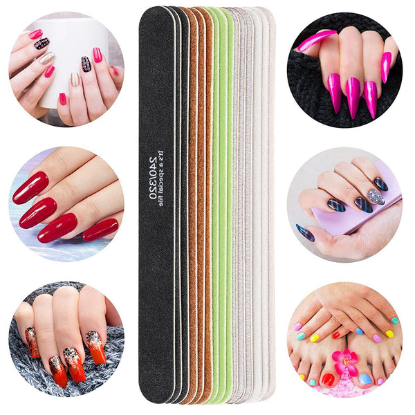 5-50X Double Sided 100/120/180/240 Grit Nail Files Emery Boards Nail Salon Tool