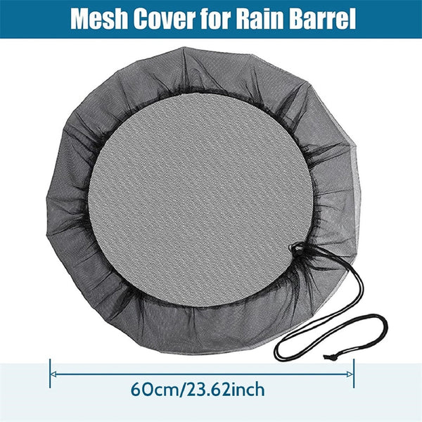 Rain Barrel Cover Mesh Net – Drawstring Bucket Lid to Keep Out Leaves, Debris & Mosquitoes