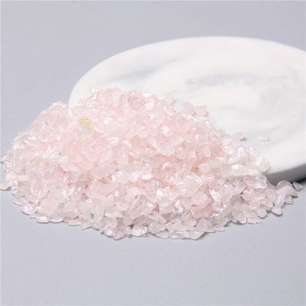 100g-1kg  Rose Quartz Mini Crystal Chips Pink Gemstone Polished Stones Bulk Deco