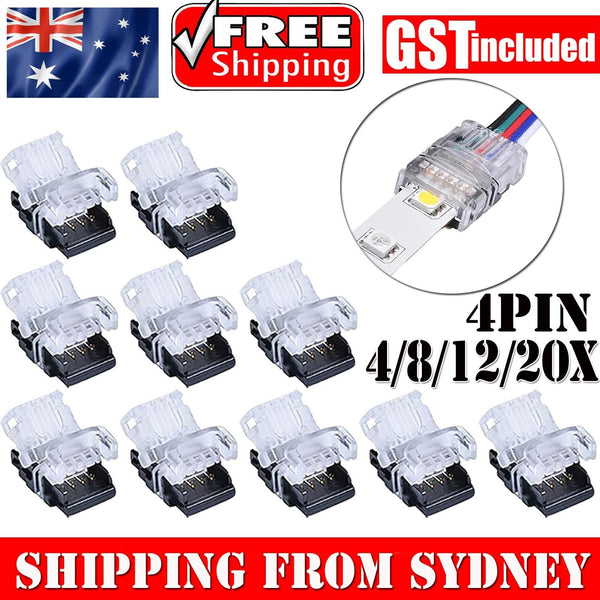 10MM LED STRIP LIGHT SOLDERLESS RGB SNAP CONNECTOR 4 PIN WIRE WATERPROOF