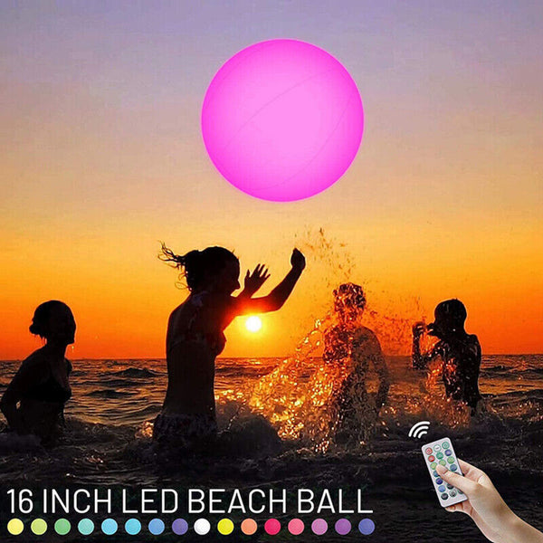 Outdoor Inflatable Beach Ball LED Light Swimming Pool Party Water Game Toys AU