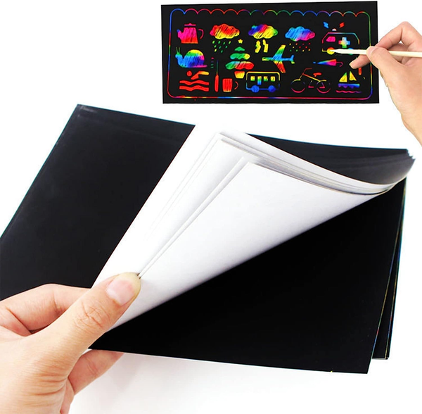 70 PCS Scratch Paper Art Rainbow Magic Scratch Off Art Crafts Set Supply Drawing