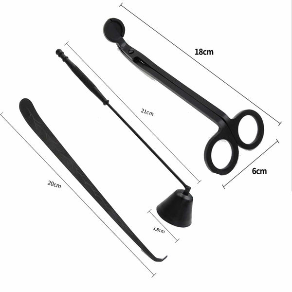 3pcs Candle Care Tool Set | Stainless Steel Wick Trimmer, Snuffer & Wick Dipper