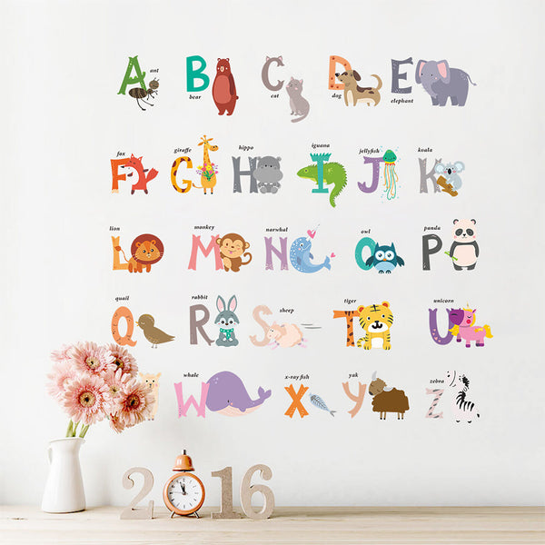 2Pcs Kids Alphabet ABC Letters Kids Wall Stickers Nursery Decal Wallpapers Decor