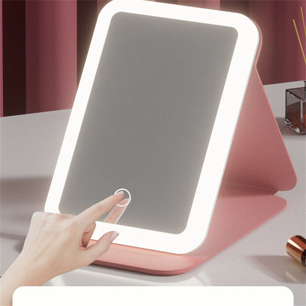 Rechargeable LED Light Cosmetic Makeup Mirror USB Touch Screen Home Desk Vanity