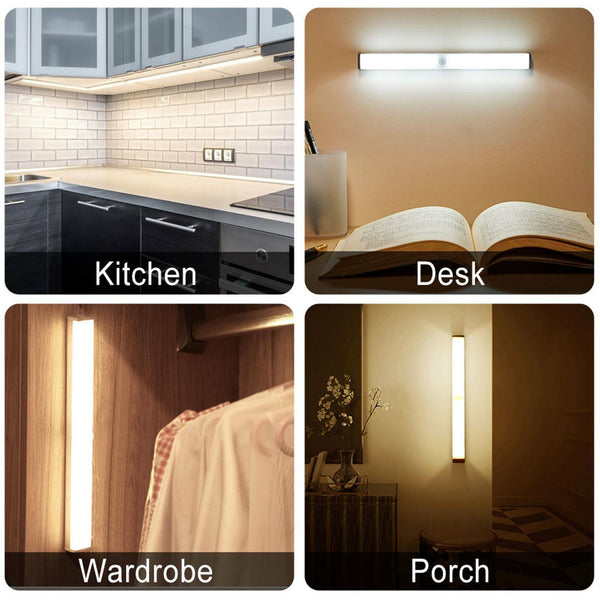3PCS LED Motion Sensor Under Closet Light Night Light Wireless Magnetic Strip AU
