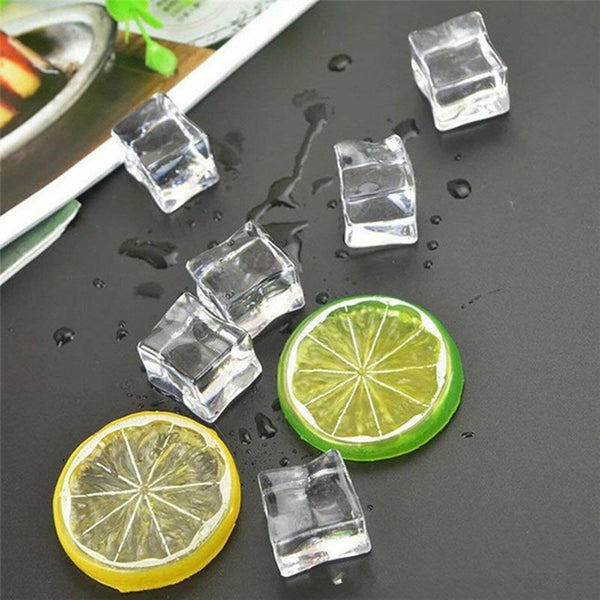 50X Fake Acrylic Ice Cubes Artificial Wedding Party Photography Display Clear AU