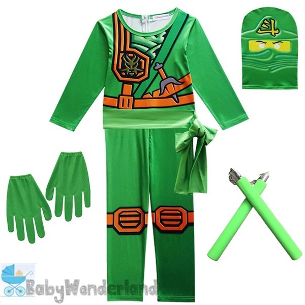Boys Lego Ninjago Ninja Costume Jumpsuit Mask Gloves Cosplay Book Week Halloween
