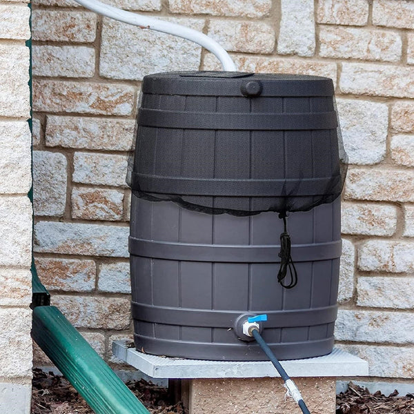 Rain Barrel Cover Mesh Net – Drawstring Bucket Lid to Keep Out Leaves, Debris & Mosquitoes