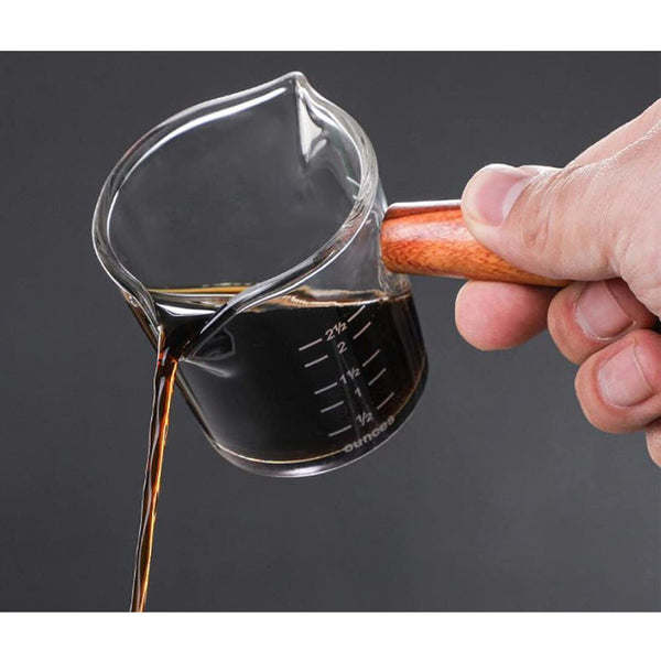 2X Glass Espresso Cup Double Mouth Milk Coffee Mug Shot Measuring Cup 70+75ML