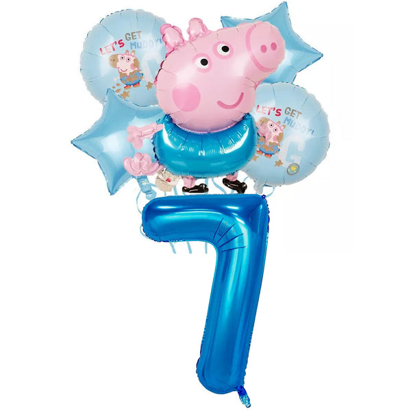 George Balloons Set With Numbers Party Supplies Peppa Pig Birthday Decoration
