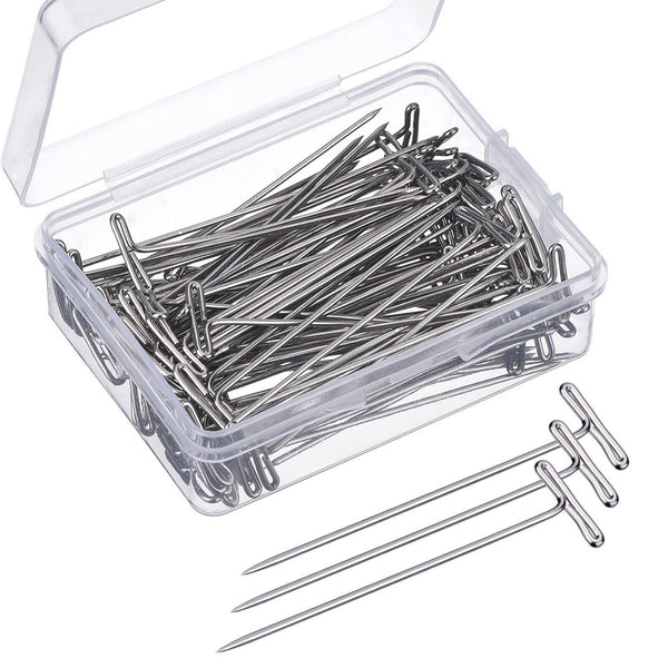 UP TO 200PCS Silver Metal T Pins 32/38/55mm Modelling Crafts Sewing Macrame Wigs