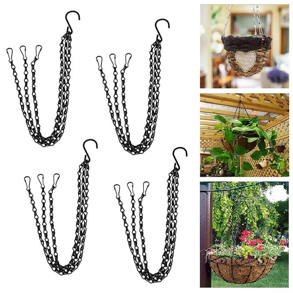 UP 10PCS Flower Pot Hanging Chain 3 Point Garden Plant Hanger S Hook Chain Black