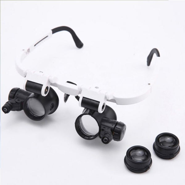 Jeweler Repair Magnifier LED Lamp Headband Light Head-Mounted Magnifying Glasses