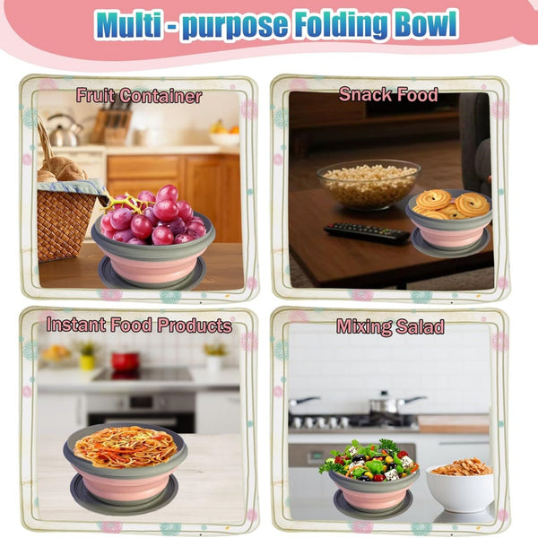 3PCS Collapsible Camping Bowl with Lid Foldable Soup Salad Ramen Bowl Set