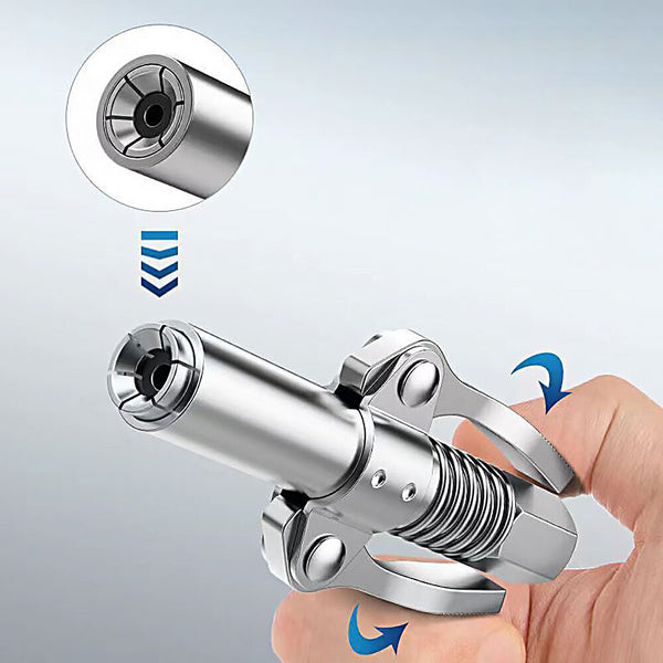 2X Grease Tool Coupler Heavy-Duty Quick Lock Double Handle Leak-Free Grease Gun