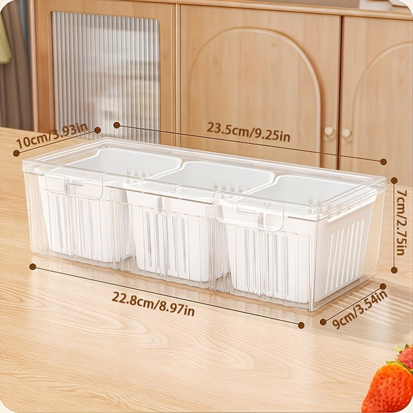 2 sets of reusable food storage containers with LIDS including 3 square draining