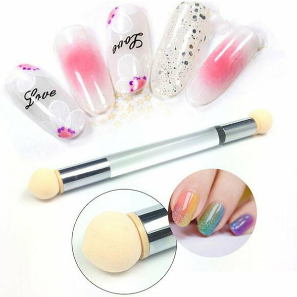 2 Sets Nail Art Sponge Stamping Brush Dual-head Colour Transfer Pen Gradient Paint AU