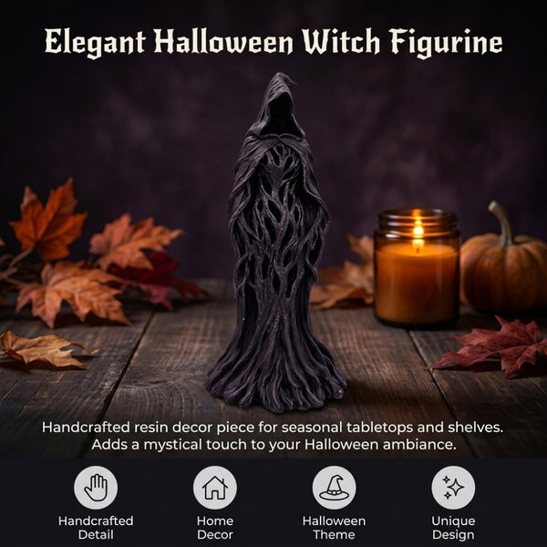 Cracker Barrel Witch Statue Gothic Halloween Resin Figurine Retro Magician Decor