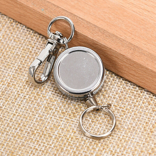 2X Retractable Stainless Steel Keyring Pull Ring Key Chain Recoil Heavy Duty AU