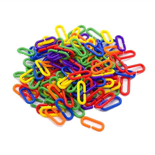 500PCS Plastic C-clips Hooks Chain C-links Sugar Glider Rat Parrot Bird Toys AU