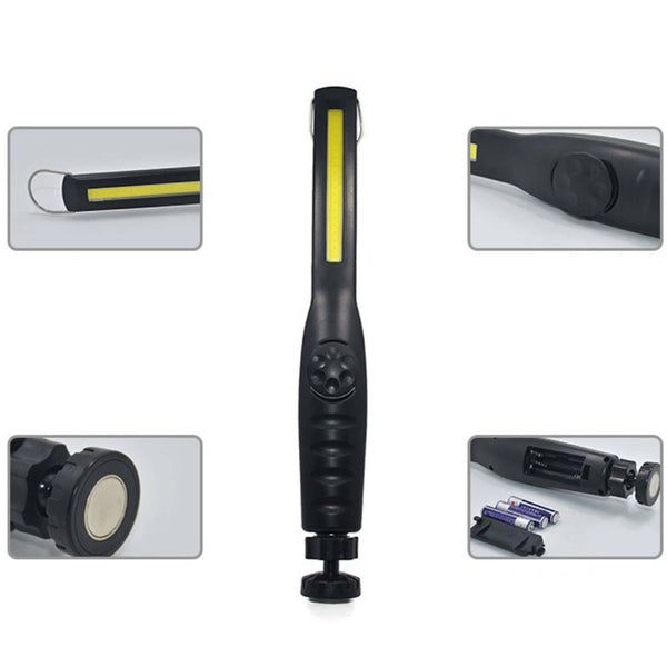 LED COB Work Light Inspection Magnetic Flashlight Strip Rechargeable USB Torch