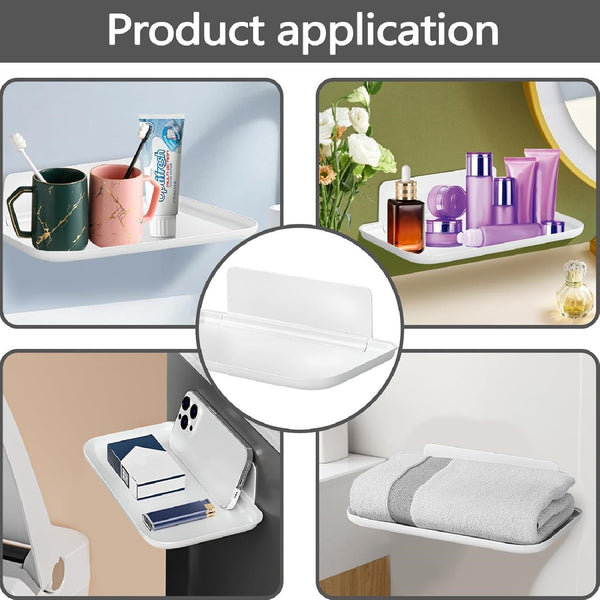 2pcs Collapsible Wall Shelf Folding Storage Rack Space Saving Organizer Holder