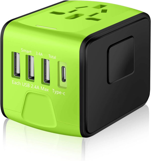FAST 3.4 / 5A Universal Travel Adapter 3 USB &Type-C Outlet Converter Plug Power