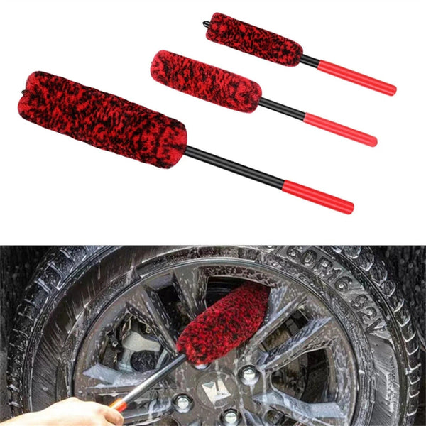 3X Wheel Clean Brushes Woolies Super Plush Soft Alloy Car Wheel Rim Cleaning Kit