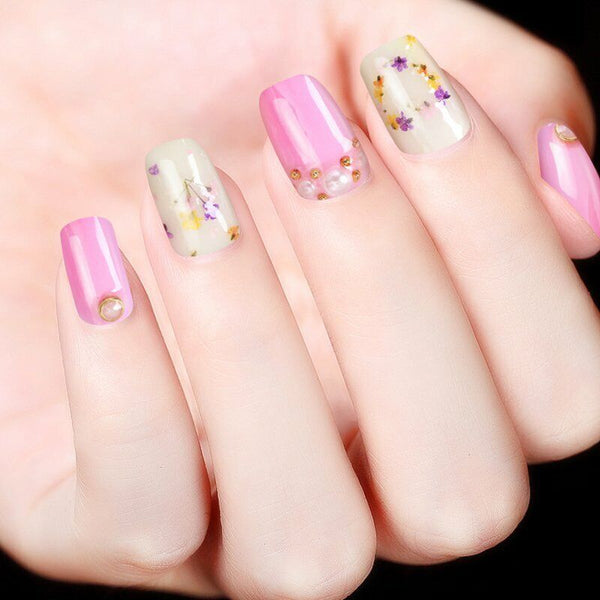 24pcs 12 Colours Dried Flowers Manicure Nail Art Decoration DIY Tips Nail Decals