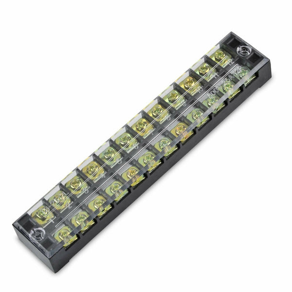 10X 15A 12 Positions Double Rows Covered Barrier Screw Terminal Block Strip Wire