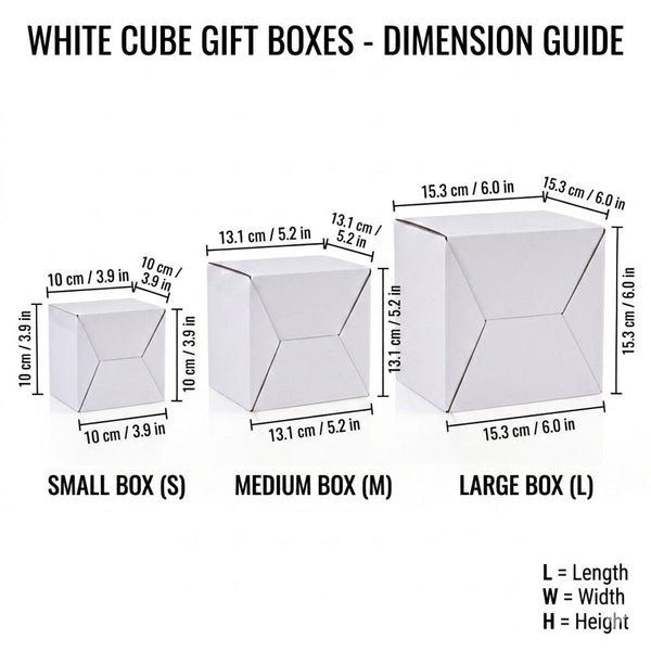 25PCS White Cardboard Gift Boxes Folding Cube Packaging Boxes Small Medium Large