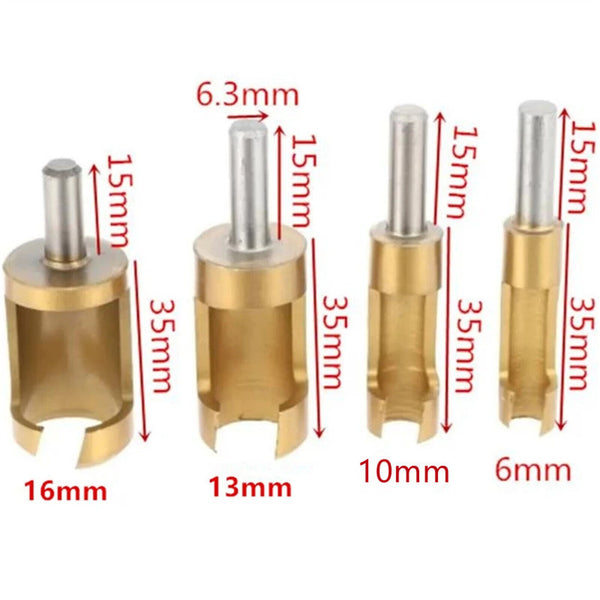4X/Set Titanium Coated Plug Cutter Hole Wood Timber Shank Drill Bit Tools 6-16mm