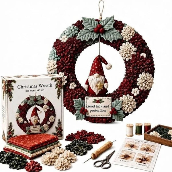 3D Fabric Poke Wreath DIY Kit Christmas Handmade Wreath Craft Set Party Decor