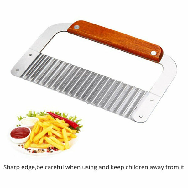Potato Crinkle Cutter Dough Wavy Slicer Steel Kitchen Vegetable Chip Blade Knife