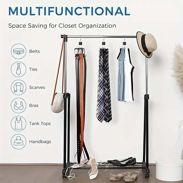 5X 360° Rotating 6-Claw Multi-Function Hook Belt Hanger Space Saving Wardrobe