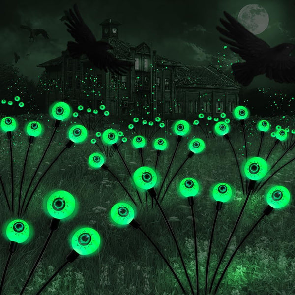 Halloween solar lights with swaying bloodshot eyeball garden stakes