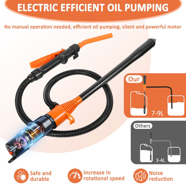 Battery Powered Electric Siphon Pump 2.4 GPM Fuel Oil Water Transfer Pump