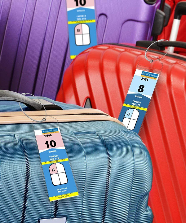 4/8X Cruise Ship Luggage Tag Holders Zip Seal Pouch Keyring Steel Wire Loop Set
