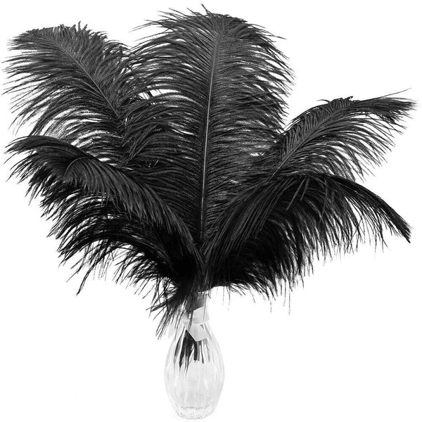 10pcs 35-40cm Black Ostrich Feathers Plume Centerpiece Wedding Party Table Decor